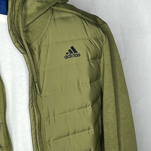 Adidas Men Hiking Varilite Hybrid Outdoor Jacket Focus Green GT9199 - Picture 3 of 5